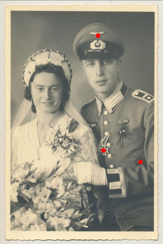 Feldwebel Wehrmacht Inf Rgt 112 mit EK2 Eisernes Kreuz Feldspange VWA Hochzeits Portrait Foto WK2
