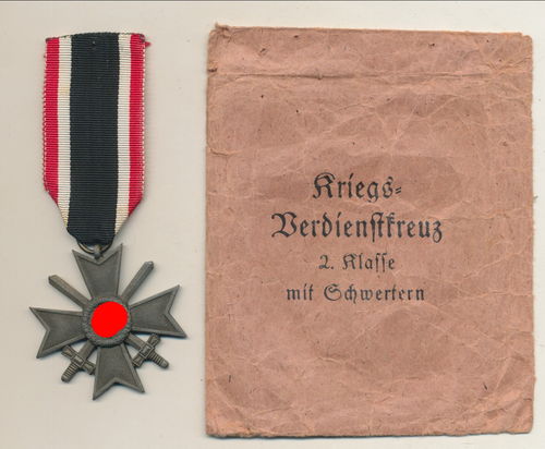 KVK Kriegsverdienstkreuz 2. Klasse mit Schwertern in Verleihungstüte Hensler Pforzheim