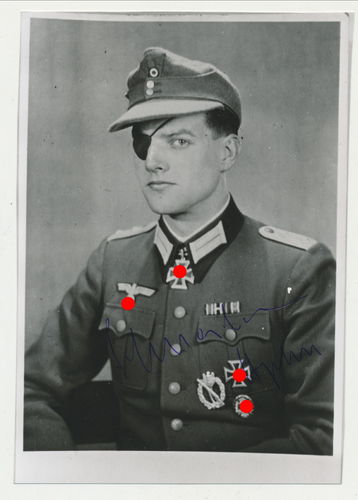 Schneider Paul Ritterkreuzträger Nachkriegs Foto mit Original Unterschrift Autogramm