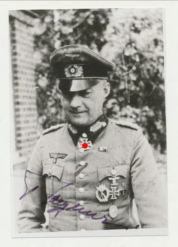 Raegener Adolf General Ritterkreuzträger Nachkriegs Foto mit Original Unterschrift Autogramm
