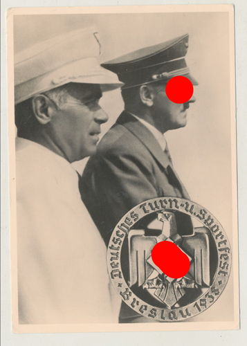 Adolf Hitler Deutsches Turn & Sportfest Breslau 1938 Original Portrait Postkarte 3. Reich