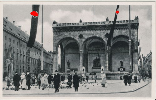 München Odeonsplatz mit Feldherrnhalle - Original Postkarte 3. Reich