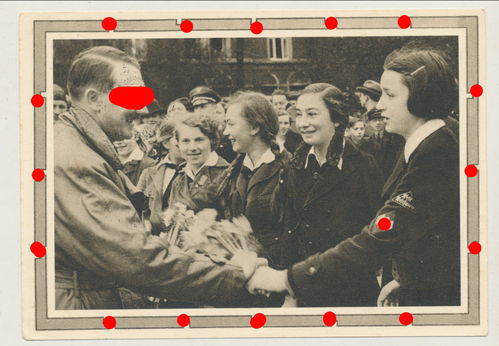 Adolf Hitler mit BDM Bund deutscher Mädel HJ Hitlerjugend Original Postkarte