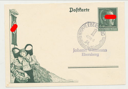 Postkarte Wittmann Ebersberg Poststempel 1938