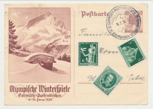 Olympiade Olympische Winterspiele Garmisch 1936 Original Postkarte 3. Reich