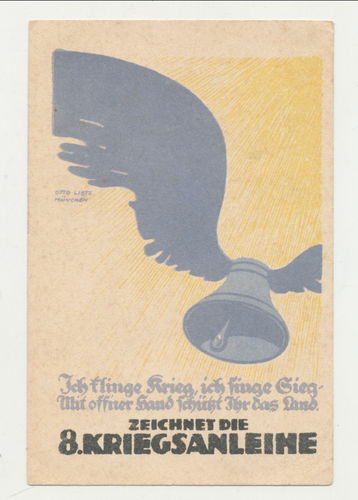 Zeichnet die 8. Kriegsanleihe - Original Postkarte Kärtchen von 1918