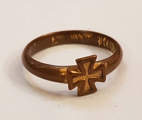 Patriotischer Ring Fingerring aus Bronze EK Eisernes Kreuz 1914/18