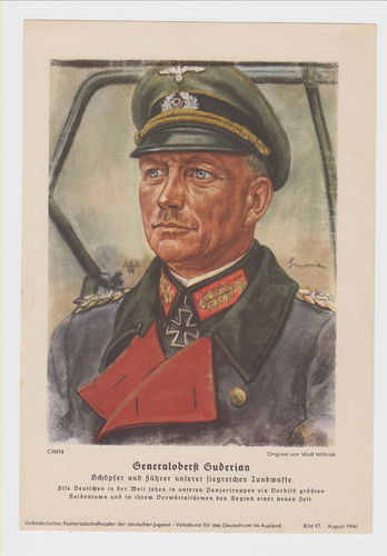 GROSSES Willrich Motiv General Guderian VDK Bild Motiv Nr. 17 von 1940