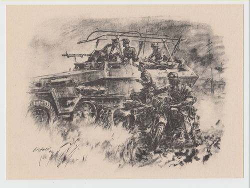 GROSSES Wehrmacht Bild Motiv Panzergrenadiere Schützenpanzer Krad WK2