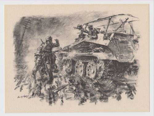 GROSSES Wehrmacht Bild Motiv Panzergrenadiere am Befehls Schützenpanzer SPW