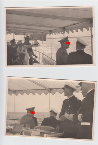 Adolf Hitler auf Jacht " Nixe " mit Admiral Raeder in Kiel 1936 Olympische Spiele - 2x Original Foto