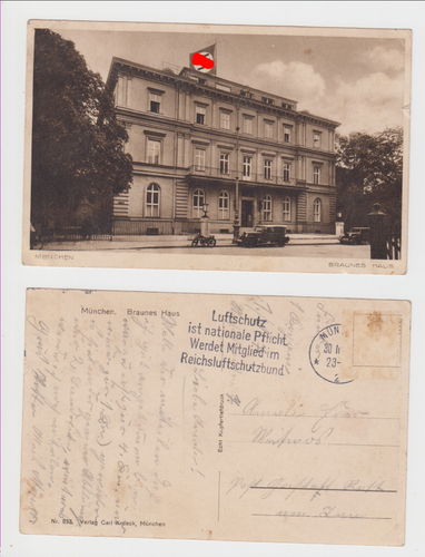 München braunes Haus NSDAP Adolf Hitler Original Postkarte