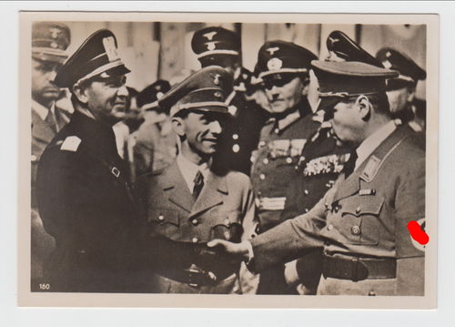 Reichs Propaganda Minister Goebbels mit italienischen Minister Original Hoffmann Postkarte