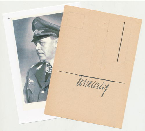 Kesselring Albert GFM Luftwaffe Original Unterschrift auf patriotischer Postkarte