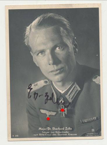 Major Dr. Eberhard Zahn Ritterkreuz EL ORIGINAL Postkarte mit Original NACHKRIEG Autogramm