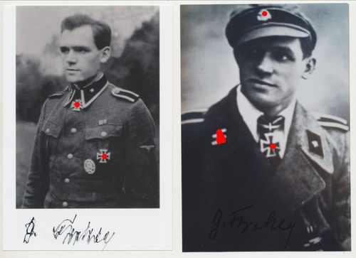 Waffen SS G. Fischer Ritterkreuz 2x Nachkriegs Foto Original Autogramm Ritterkreuzträger
