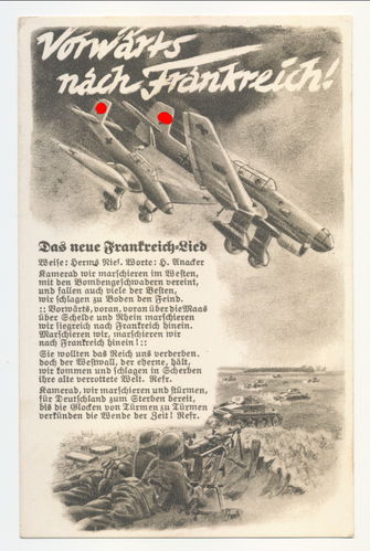 Luftwaffe Stuka JU87 Das neue Frankreich Lied - Original Postkarte WK2