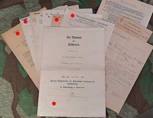 NS Lehrerbund Niederdonau Wien Urkunde Lehrerin 1943 Dokumente 3. Reich Lehrerinnenlager Neunkirchen