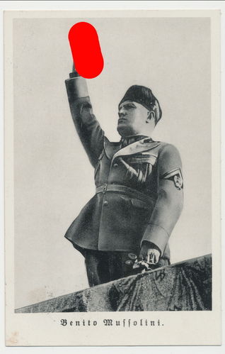 Benito Mussolini Postkarte mit Poststempel Berlin 1937