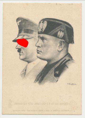 Adolf Hitler mit Mussolini Postkarte Poststempel ROM 1938