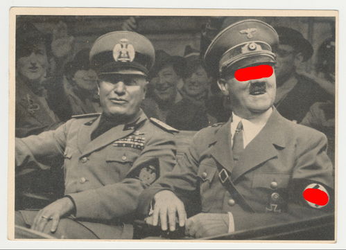 Adolf Hitler mit Mussolini Postkarte Poststempel München 1941