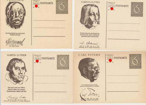 4 Original Postkarten Bismarck Luther Peters Ulrich von Hutten