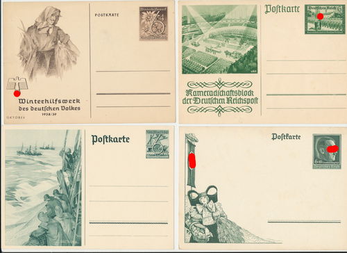 4 Original Postkarten Kriegsmarine WHW Reichspost 3. Reich
