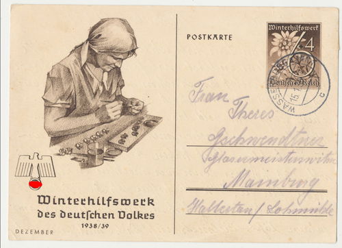 WHW Karte Winterhilfswerk Postkarte 1938/39