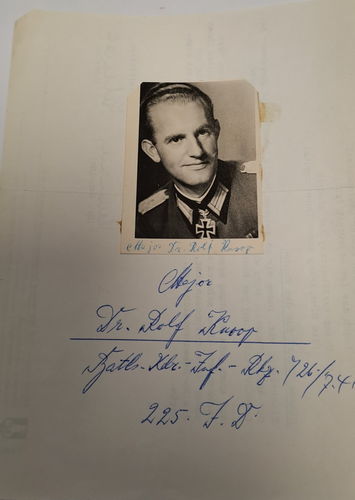Major Dr. Rolf Kurop (?) Ritterkreuzträger NACHKRIEGS Foto um 1960
