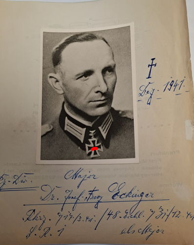 Major Dr Josef Franz Eckinger Ritterkreuzträger NACHKRIEGS Foto um 1960