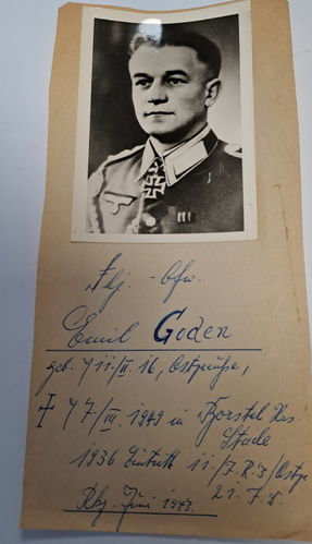 OFW Emil Goden Ritterkreuzträger NACHKRIEGS Foto um 1960
