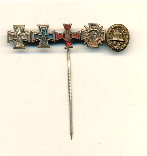 Miniatur 5er Spange Eisernes Kreuz Hanseatenkreuz Frontkämpfer Ehrenkreuz Verwundetenabzeichen 1914/