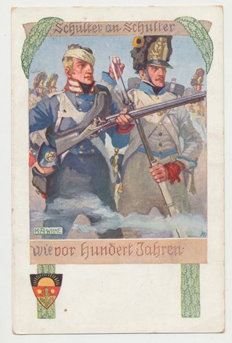 Schulter an Schulter wie vor hundert Jahren - Original Postkarte Kaiserreich