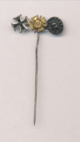 3er Miniatur Nadel Eisernes Kreuz Frontkämpfer Verwundetenabzeichen 1914/18