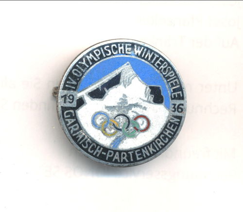 Abzeichen Olympische Winter Spiele 1936 Abzeichen 26mm Version Olympiade Garmisch Partenkirchen