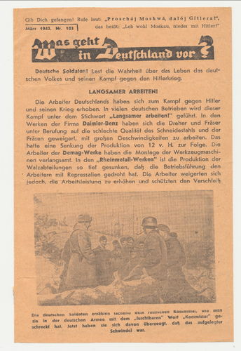 Russisches Sowjet Feind - Propaganda Flugblatt Passierschein für deutsche Soldaten WK2 von 1942