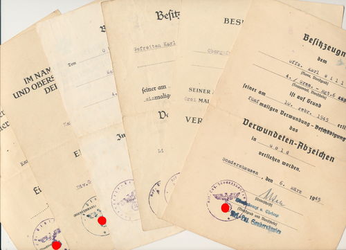Grenadier Rgt 6 Urkunden EK1 - EK2 - Inf Sturmabzeichen - VWA Schwarz - Silber - GOLD 1945 Kurland