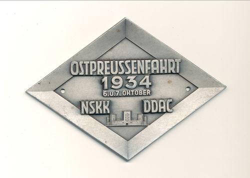 NSKK DDAC Automobil Club Teilnehmerplakette Ostpreussen Fahrt 1934