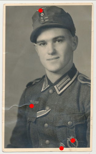 Wehrmacht Gebirgsjäger Bergmütze Orden Inf Sturmabzeichen VWA Silber Original Portrait Foto