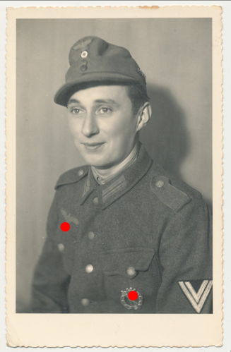 Wehrmacht Gebirgsjäger Bergmütze Orden Inf Sturmabzeichen Original Portrait Foto