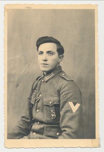 Panzergrenadier mit Panzerkampfabzeichen in Bronze Original Portrait Foto WK2