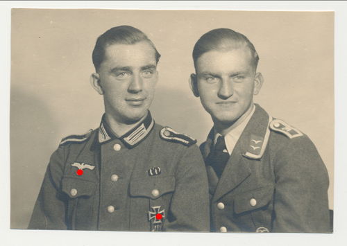 Wehrmacht Brüder Unteroffiziere Heer mit EK1 Eisernes Kreuz & Luftwaffe Original Portrait Foto WK2