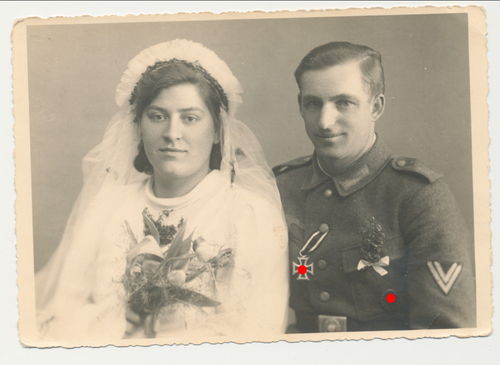 Wehrmacht Soldat mit EK2 Eisernes Kreuz VWA Hochzeit Original Portrait Foto WK2