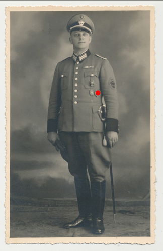 Wehrmacht Polizei mit Orden schlesischer Adler DRL SA Sportabzeichen Degen Original Portrait Foto