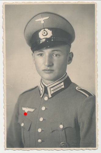 Wehrmacht Soldat junger Unteroffizier Schirmmütze Uniform Original Portrait Foto WK2