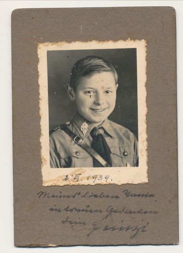 HJ Hitlerjugend mit Hochland Edelweiss in Uniform - Original Portrait Foto 3. Reich