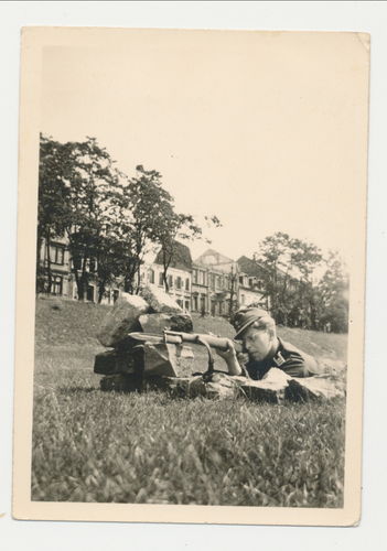 Wehrmacht Scharfschütze mit aufgepflanzten Bajonett Original Foto WK2