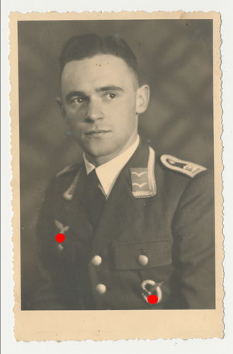 Luftwaffe Pilot Feldwebel mit Flugzeugführerabzeichen Original Portrait Foto WK2