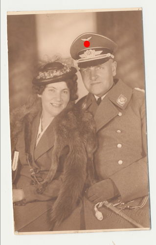 Luftwaffe Flieger Offizier mit Luftwaffendolch und Frau Original Portrait Foto WK2