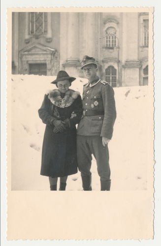 Wehrmacht Unteroffizier mit EK1 Eisernes Kreuz 1. Klasse Original Foto mit Frau WK2